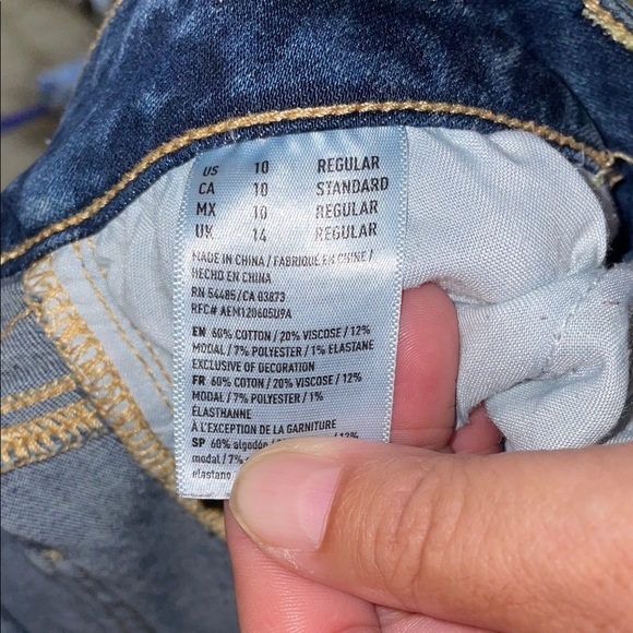 American Eagle Outfitters Ripped Blue Straight Leg Jeans - Picture 2 of 5